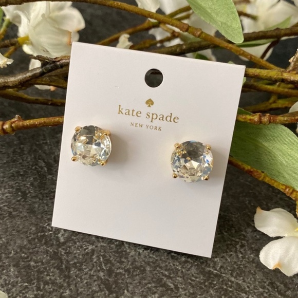 kate spade Jewelry - KATE SPADE NWT Clear Gold Gumdrop Stud Earrings